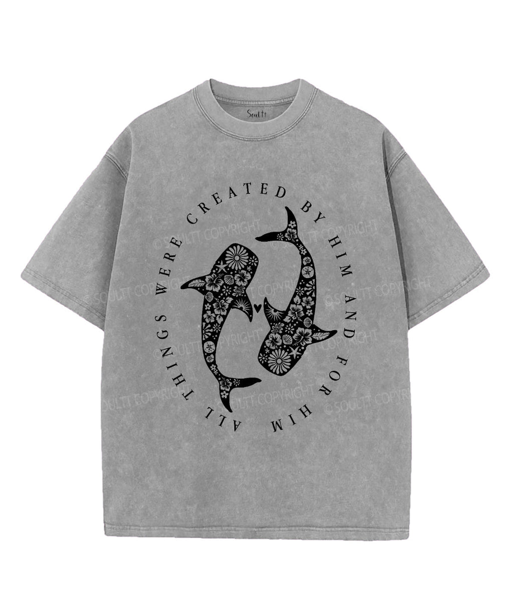 All Things Were Created By Him Unisex Washed Christian T-shirt Hoodie, Sweatshirt | CiraTrend.com (Image 3)