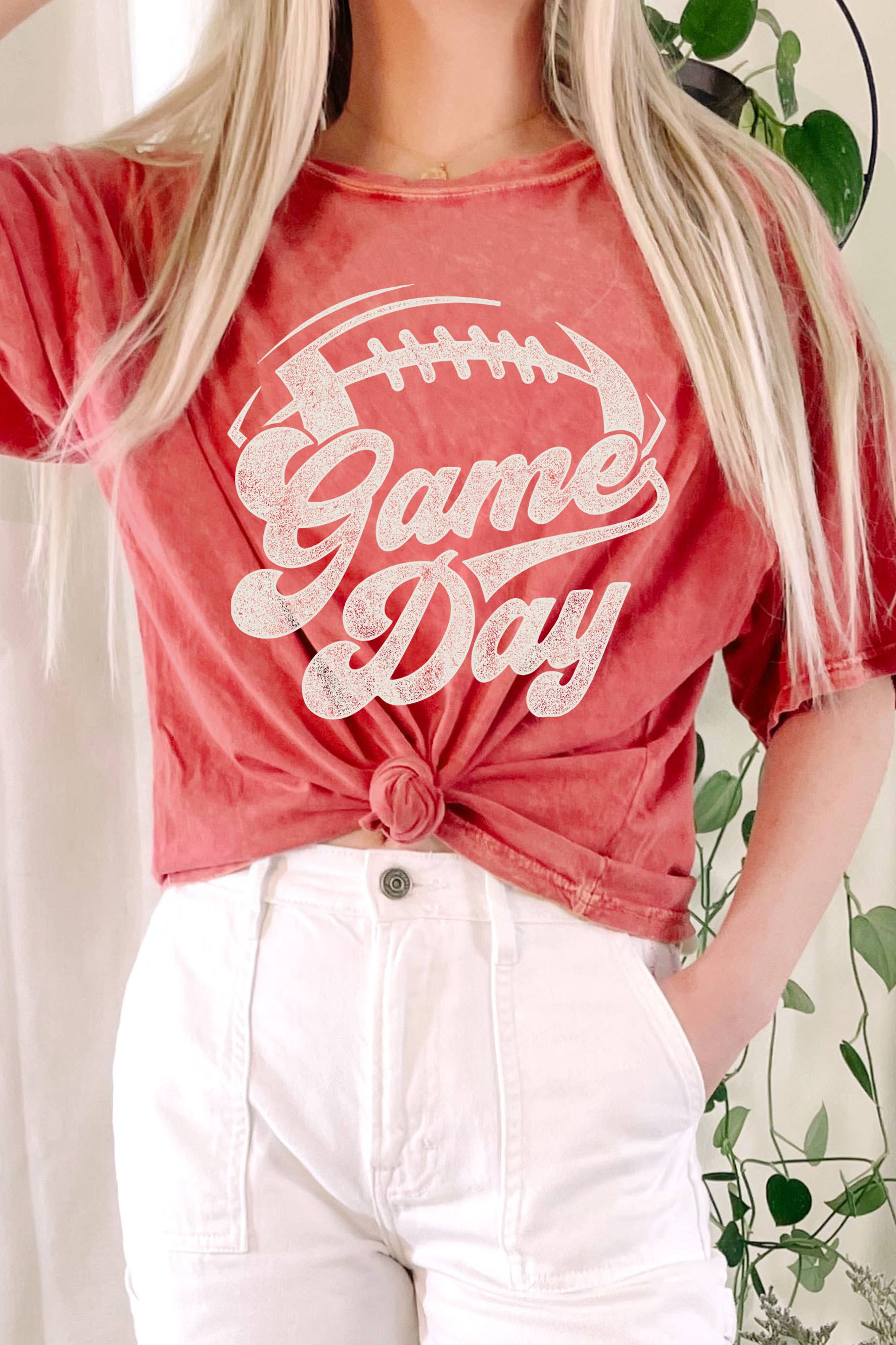 Game Day Football Mineral Graphic Long Crop Top