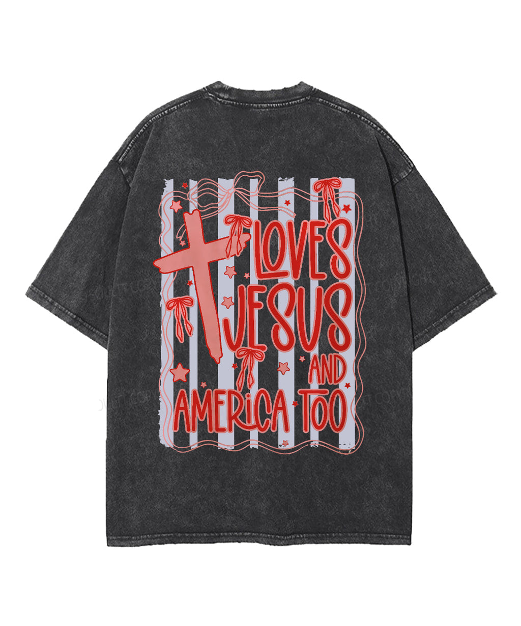 Love Jesus And America Double Sided Unisex Washed Christian T-shirt Hoodie, Sweatshirt | CiraTrend.com (Image 5)