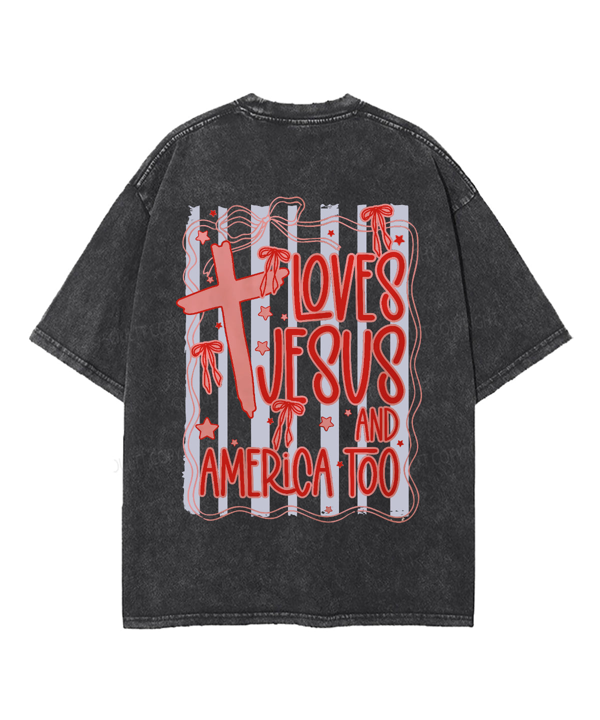 Love Jesus And America Double Sided Unisex Washed Christian T-shirt Hoodie, Sweatshirt | CiraTrend.com (Image 5)