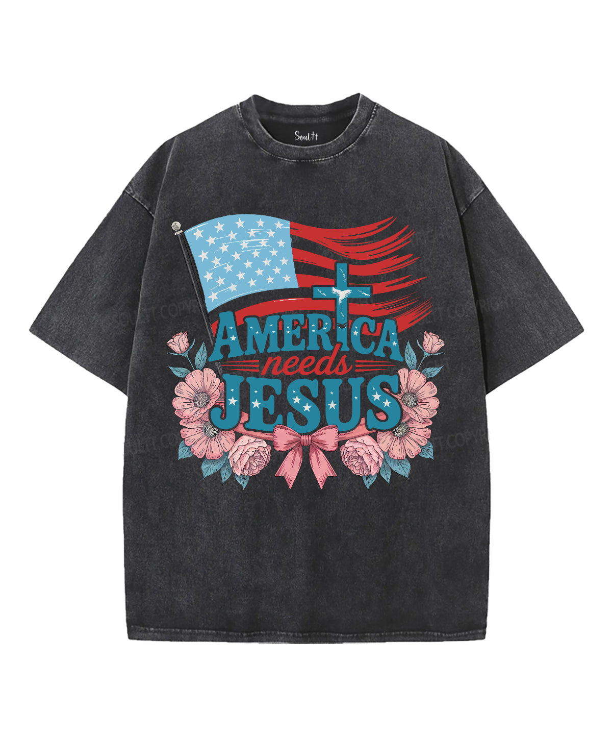 America Needs Jesus Unisex Washed Christian T-shirt Style002 Hoodie, Sweatshirt | CiraTrend.com (Image 1)
