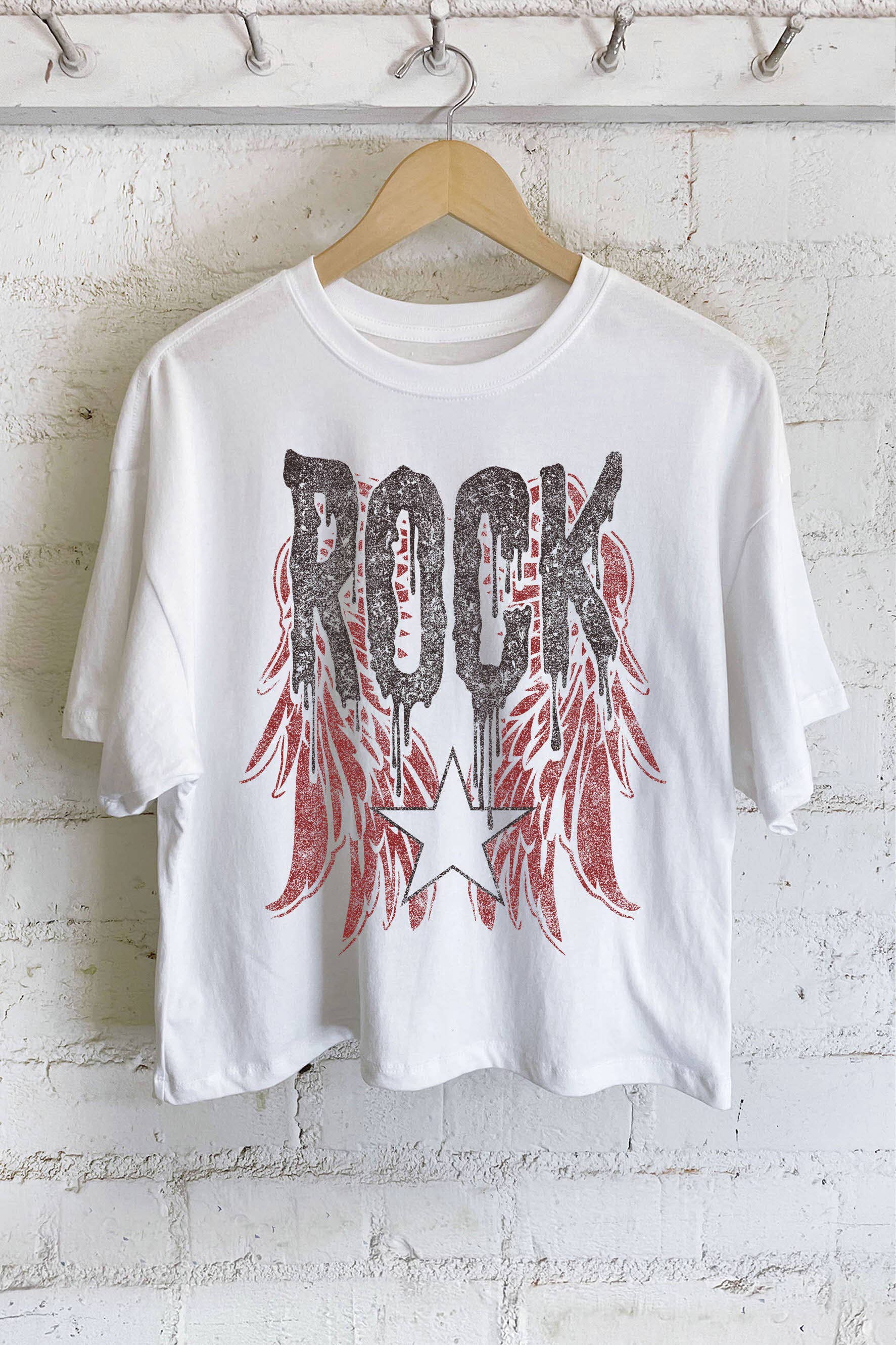 Rock Star Wings Graphic Long Crop Top