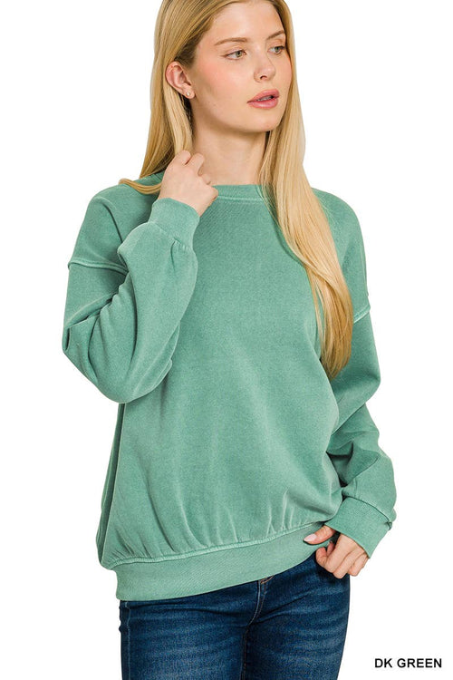 0731 Fleece Pigment Dye Round Neck Sweatshirts SI-27100