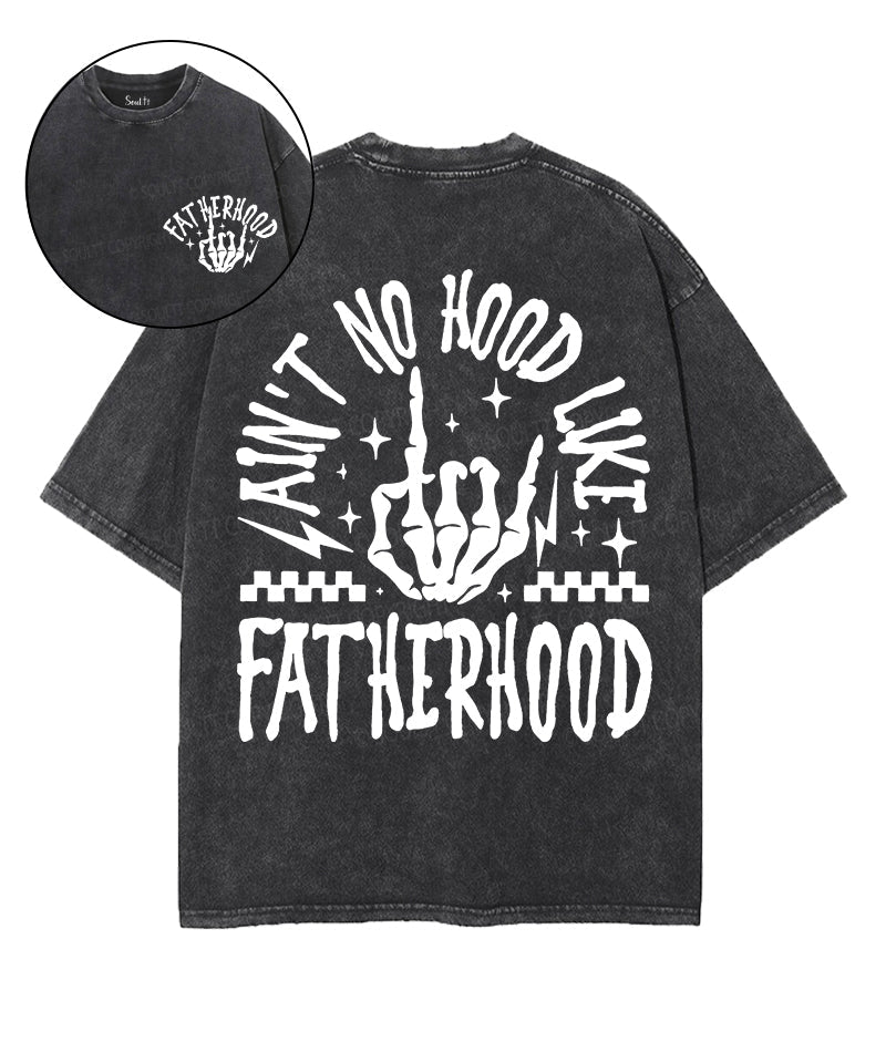 Ain't No Hood Like Fatherhood Unisex Washed Christian T-shirt Hoodie, Sweatshirt | CiraTrend.com (Image 1)