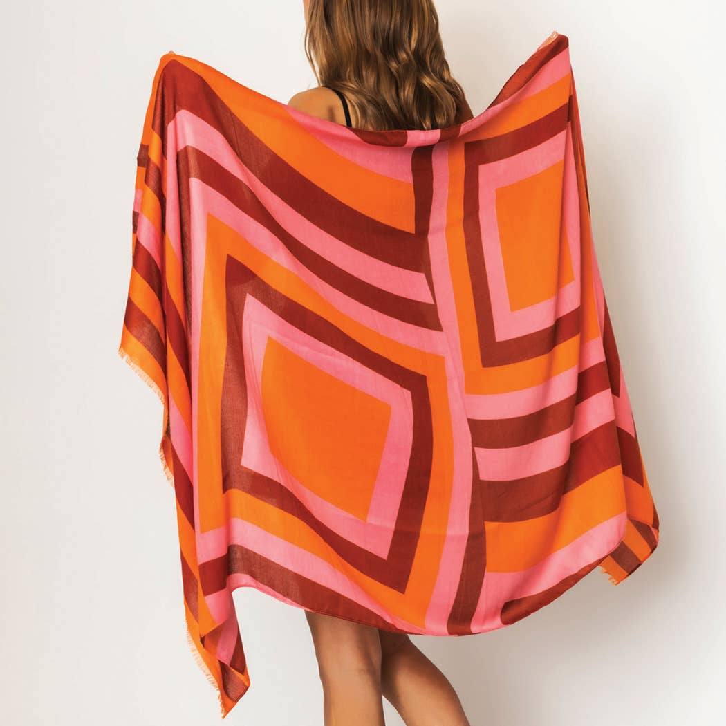 Abstract Striped Print Scarf