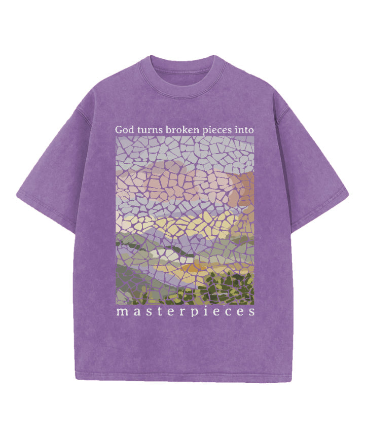 God Turns Broken Pieces Masterpieces Washed Christian T-shirt Hoodie, Sweatshirt | CiraTrend.com (Image 2)