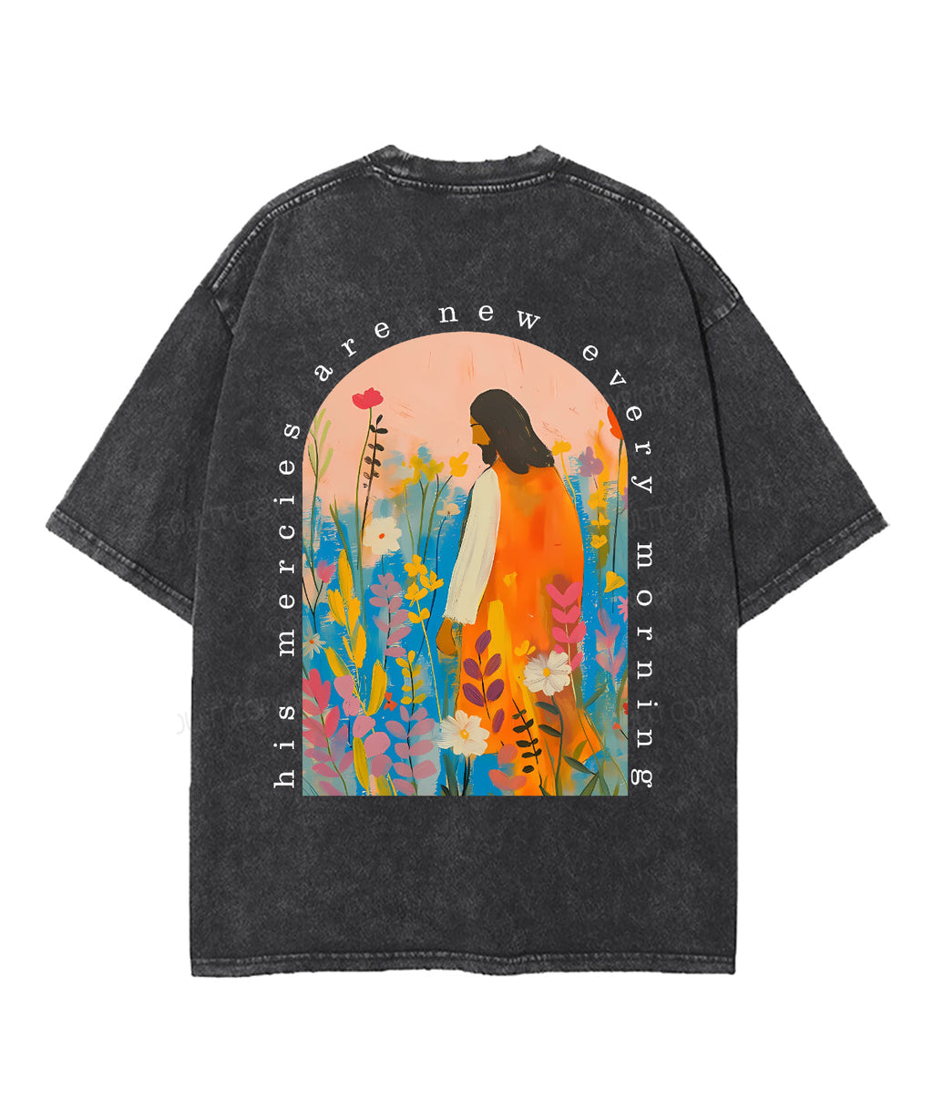 His Mercies Are New Every Morning Double Sided Unisex Washed Christian T-shirt Style001 Hoodie, Sweatshirt (Image 5)