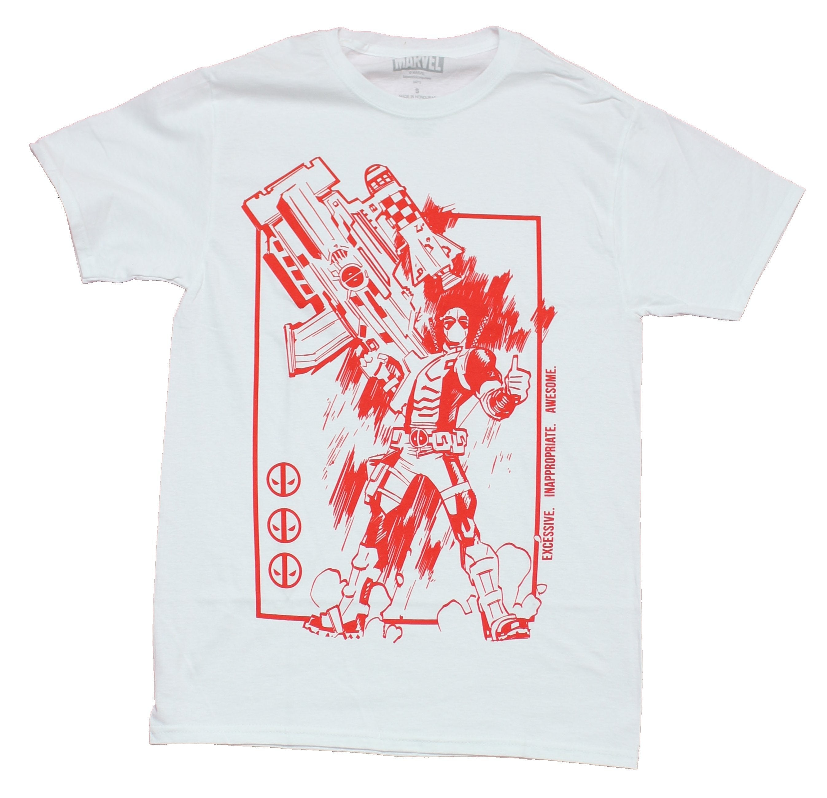 Deadpool Mens  T-Shirt - Thumbs Up Red Sketch With Giant Gun Hoodie, Sweatshirt | CiraTrend.com