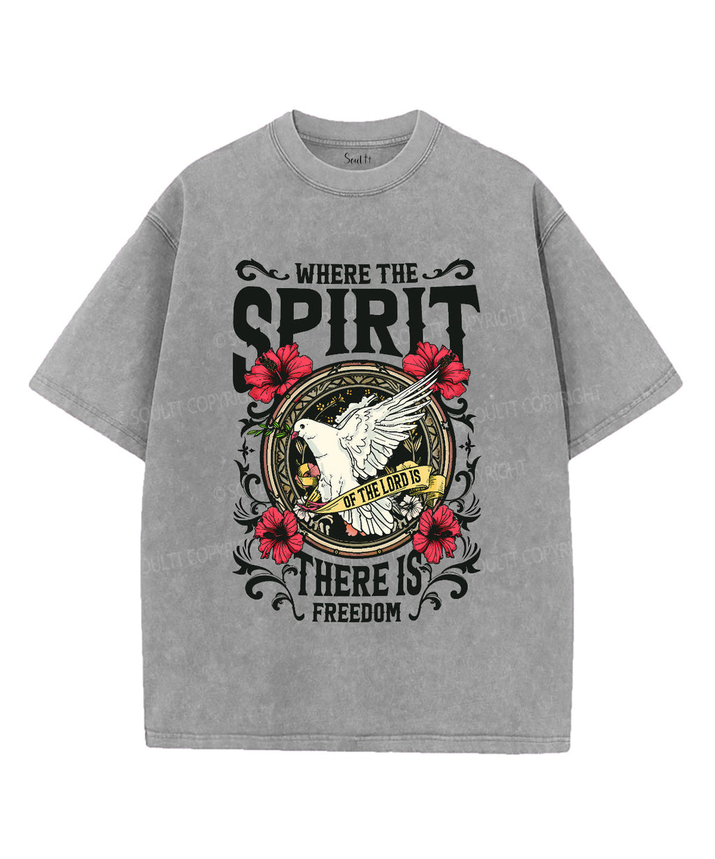 Where The Spirit There Is Freedom Unisex Washed Christian T-shirt Hoodie, Sweatshirt | CiraTrend.com (Image 2)