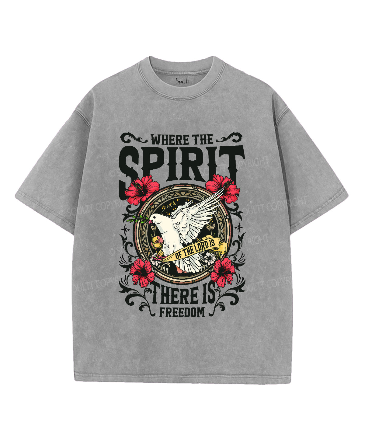 Where The Spirit There Is Freedom Unisex Washed Christian T-shirt Hoodie, Sweatshirt | CiraTrend.com (Image 2)