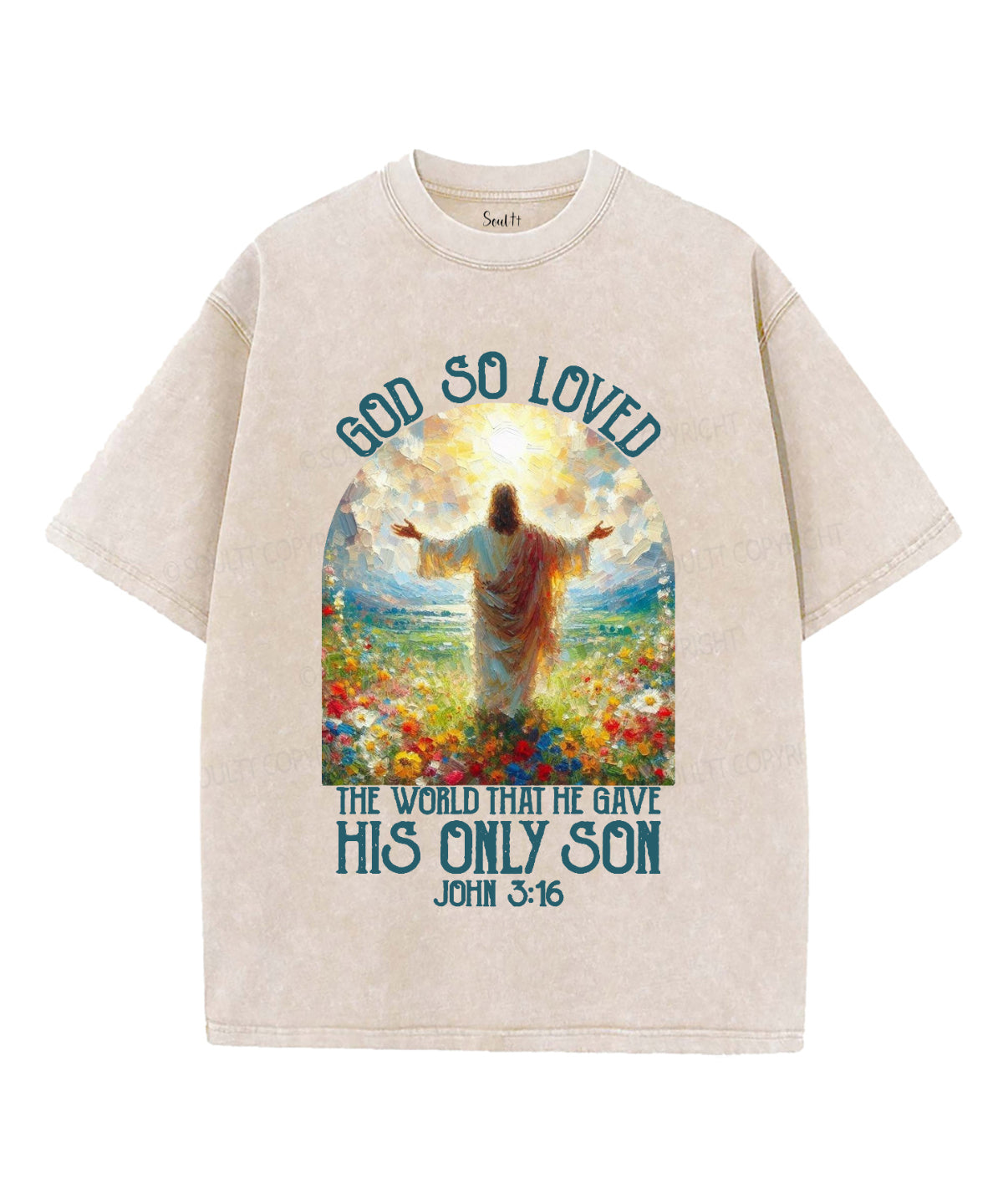 God So Loved Unisex Washed Christian T-shirt Style001 Hoodie, Sweatshirt | CiraTrend.com (Image 4)