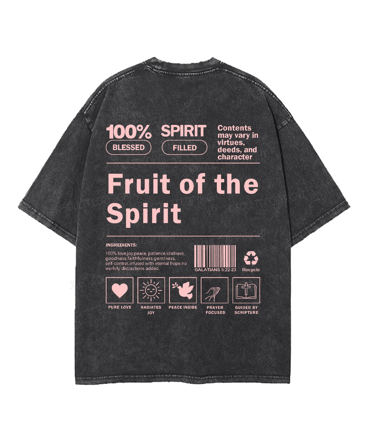 Fruit Of The Spirit Double Sided Washed Christian T-shirt Hoodie, Sweatshirt | CiraTrend.com (Image 3)