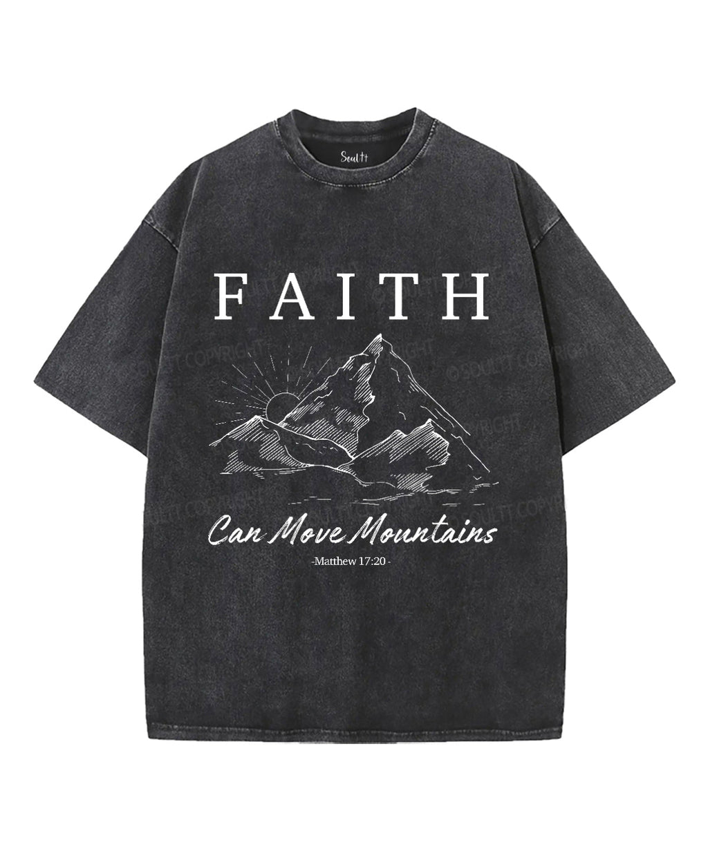 Faith Can Move Mountains Unisex Washed Christian T-shirt Hoodie, Sweatshirt | CiraTrend.com (Image 1)