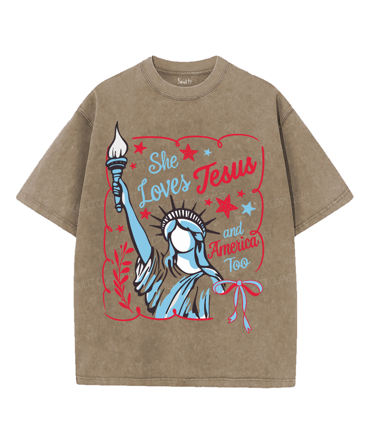 She Loves Jesus And America Unisex Washed Christian T-shirt Style002 Hoodie, Sweatshirt | CiraTrend.com (Image 5)
