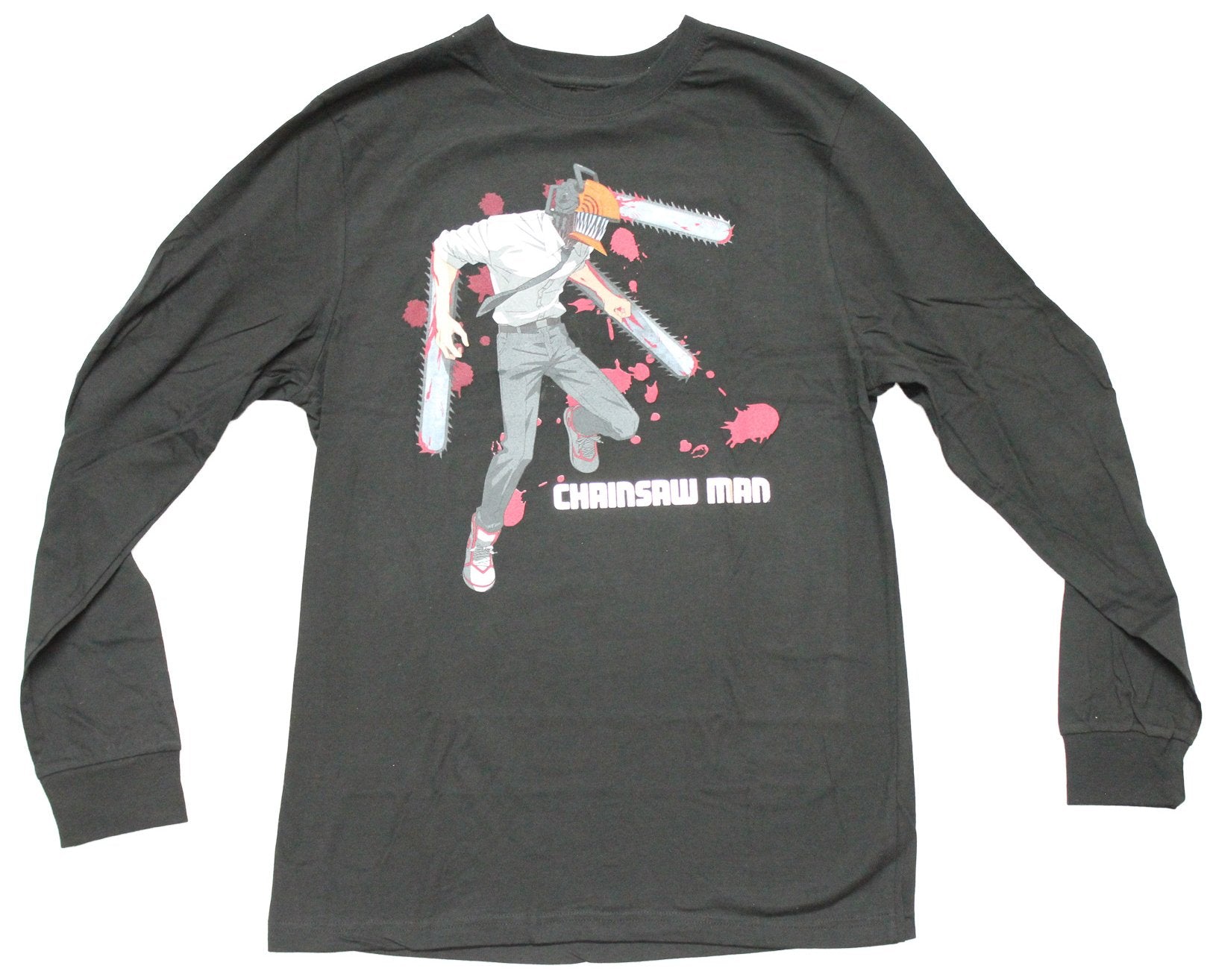 Chainsaw Man Mens Long Sleeve T-Shirt - Bloodied over Silver Name Hoodie, Sweatshirt | CiraTrend.com