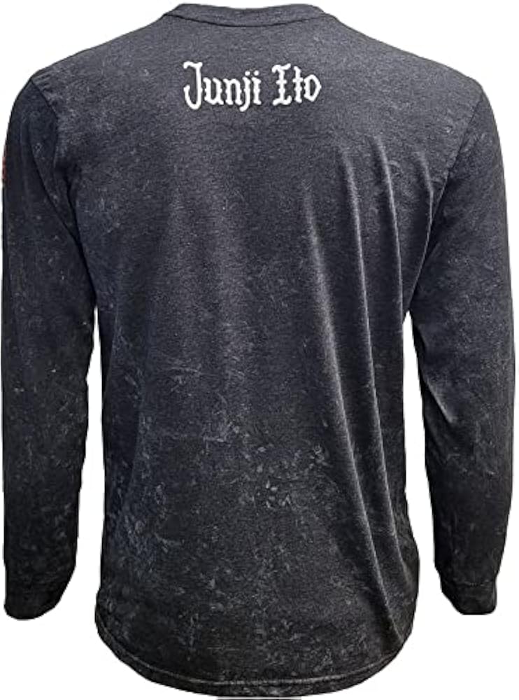 Junji Ito Mens Long Sleeve T-Shirt - Supernatural Mineral Wash Monster Image Hoodie, Sweatshirt | CiraTrend.com (Image 2)