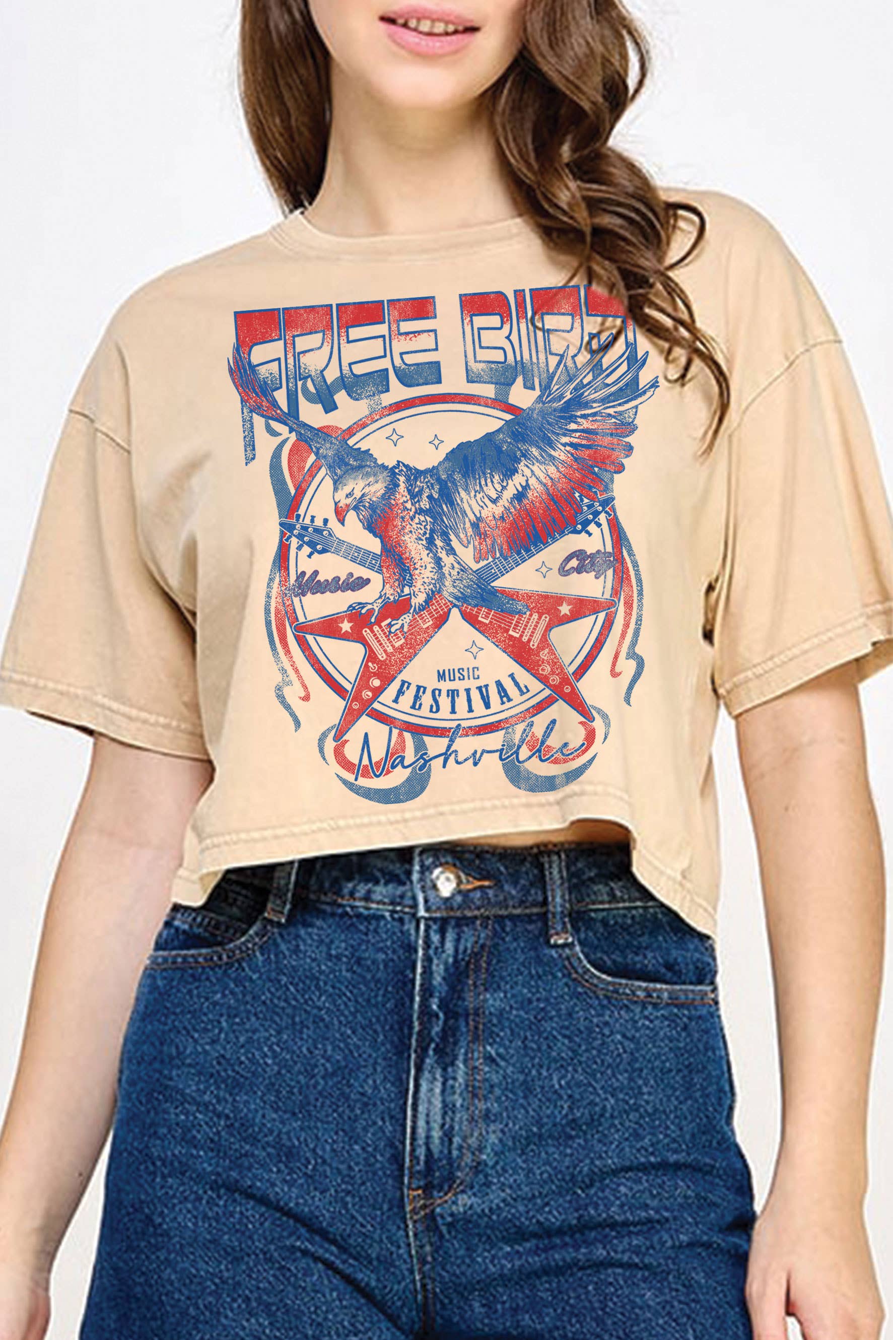 Nashville Free Bird Music Mineral Graphic Long Crop Top