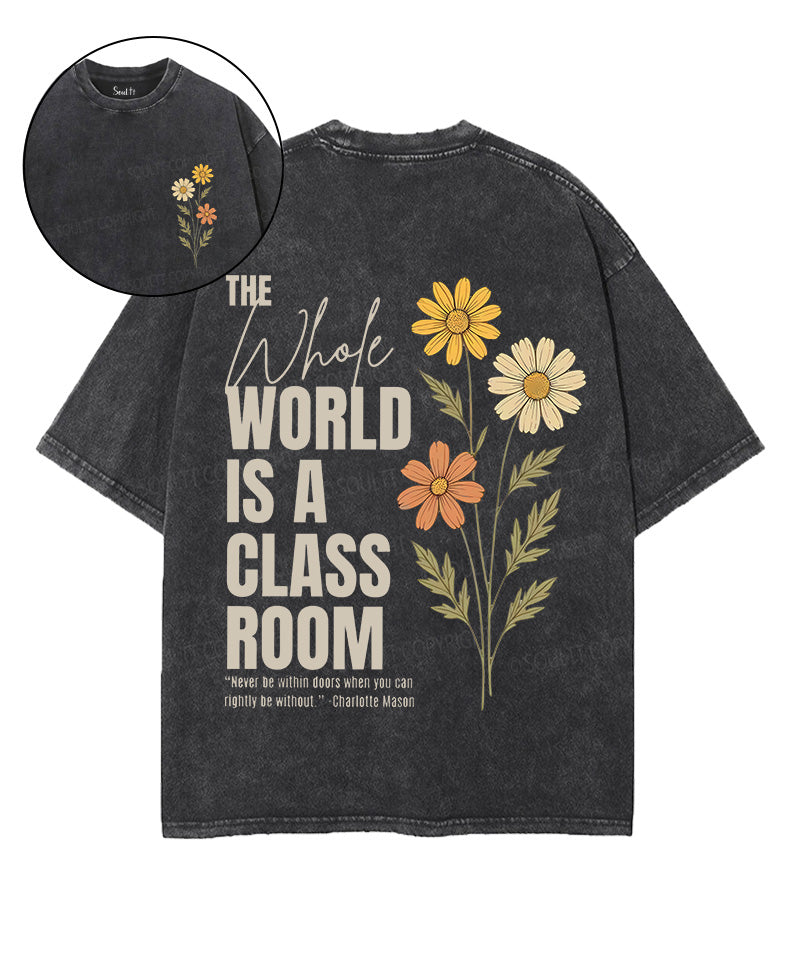 World Is A Classroom Double Sided Unisex Washed Christian T-shirt Hoodie, Sweatshirt | CiraTrend.com (Image 1)