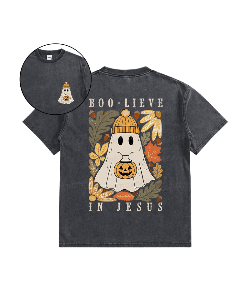 Kids Boolieve In Jesus Double Sided Washed Christian T-shirt Hoodie, Sweatshirt | CiraTrend.com (Image 1)