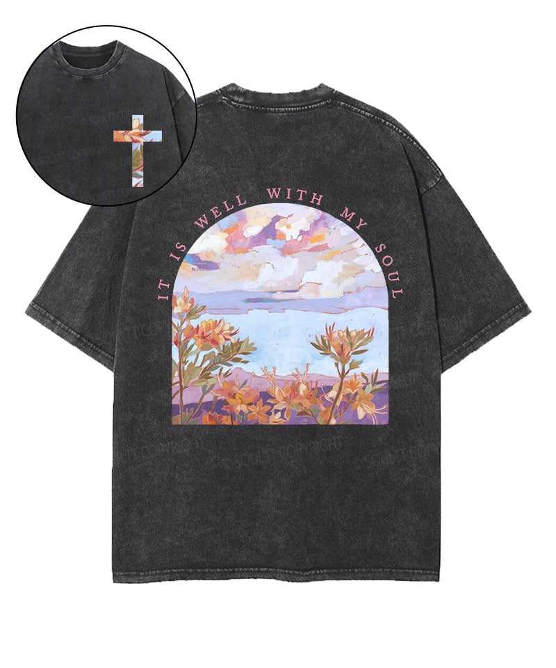 It Is Well With My Soul Double Sided Unisex Washed Christian T-shirt Style004 Hoodie, Sweatshirt | CiraTrend.com (Image 1)