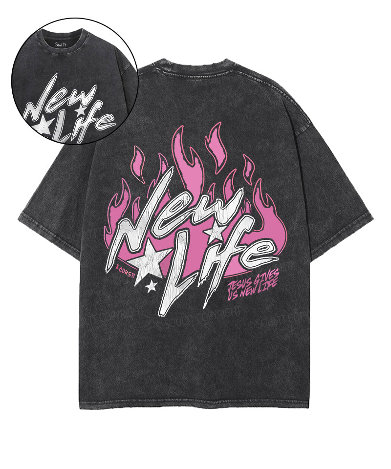 New Life Double Sided Unisex Washed Christian T-shirt Hoodie, Sweatshirt | CiraTrend.com (Image 1)