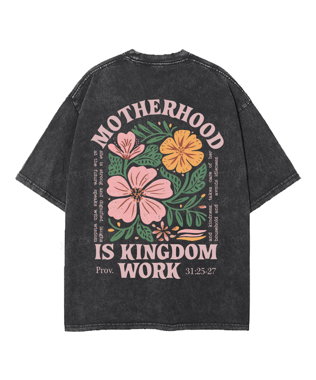Motherhood Is Kingdom Work Double Sided Unisex Washed Christian T-shirt Style010 Hoodie, Sweatshirt | CiraTrend.com (Image 3)