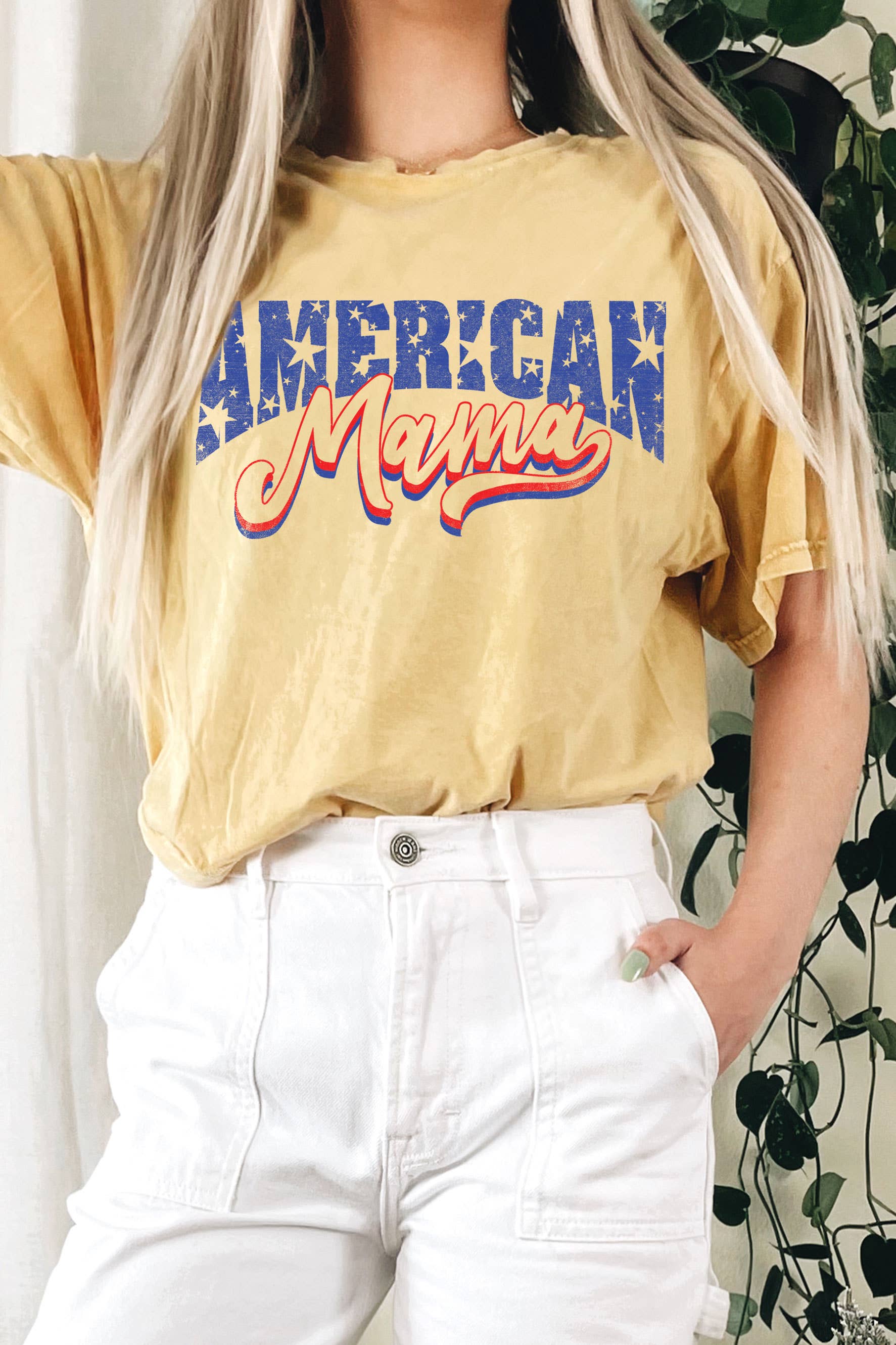 American Mama Mineral Graphic Long Crop Top