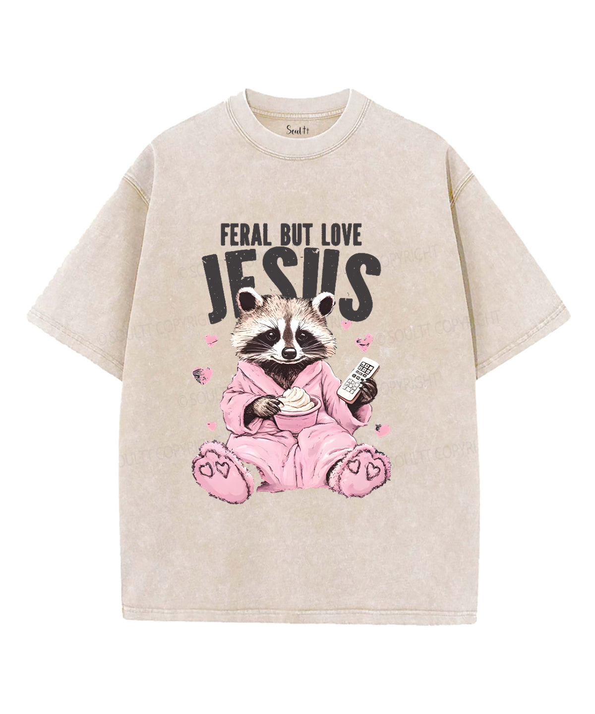Feral but Love Jesus Unisex Washed Christian T-shirt Hoodie, Sweatshirt | CiraTrend.com (Image 4)