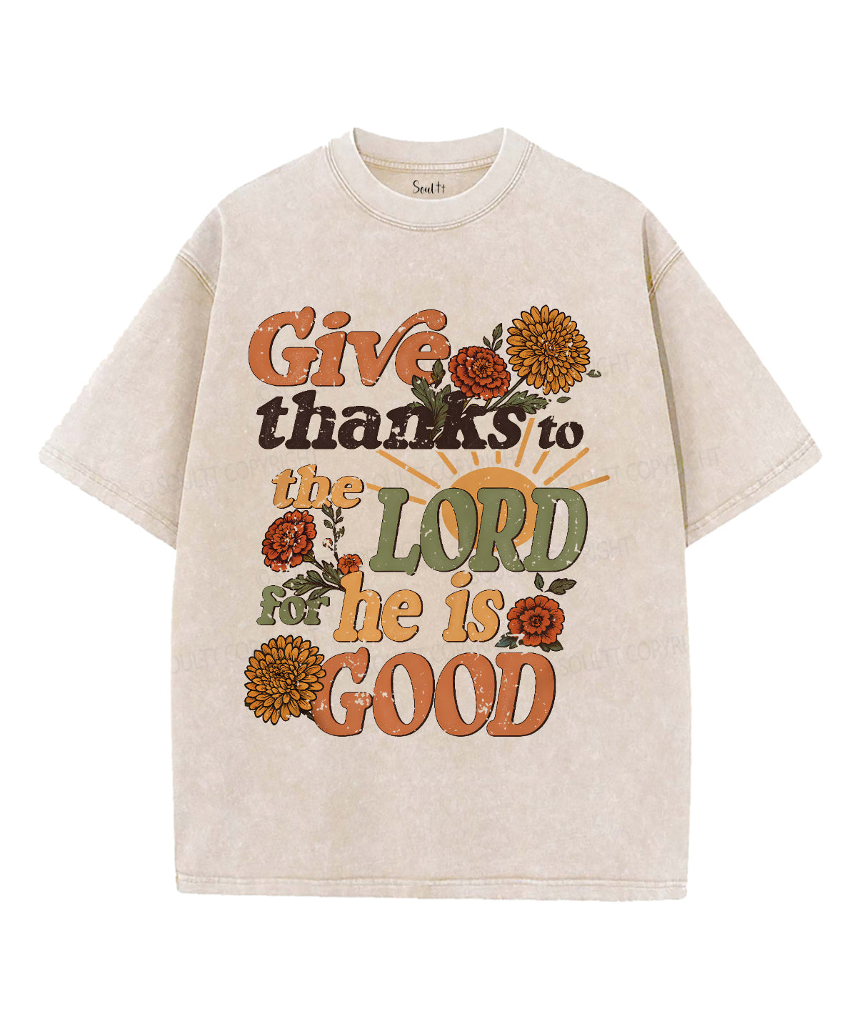Give Thanks to the Lord Unisex Washed Christian T-shirt Hoodie, Sweatshirt | CiraTrend.com (Image 1)