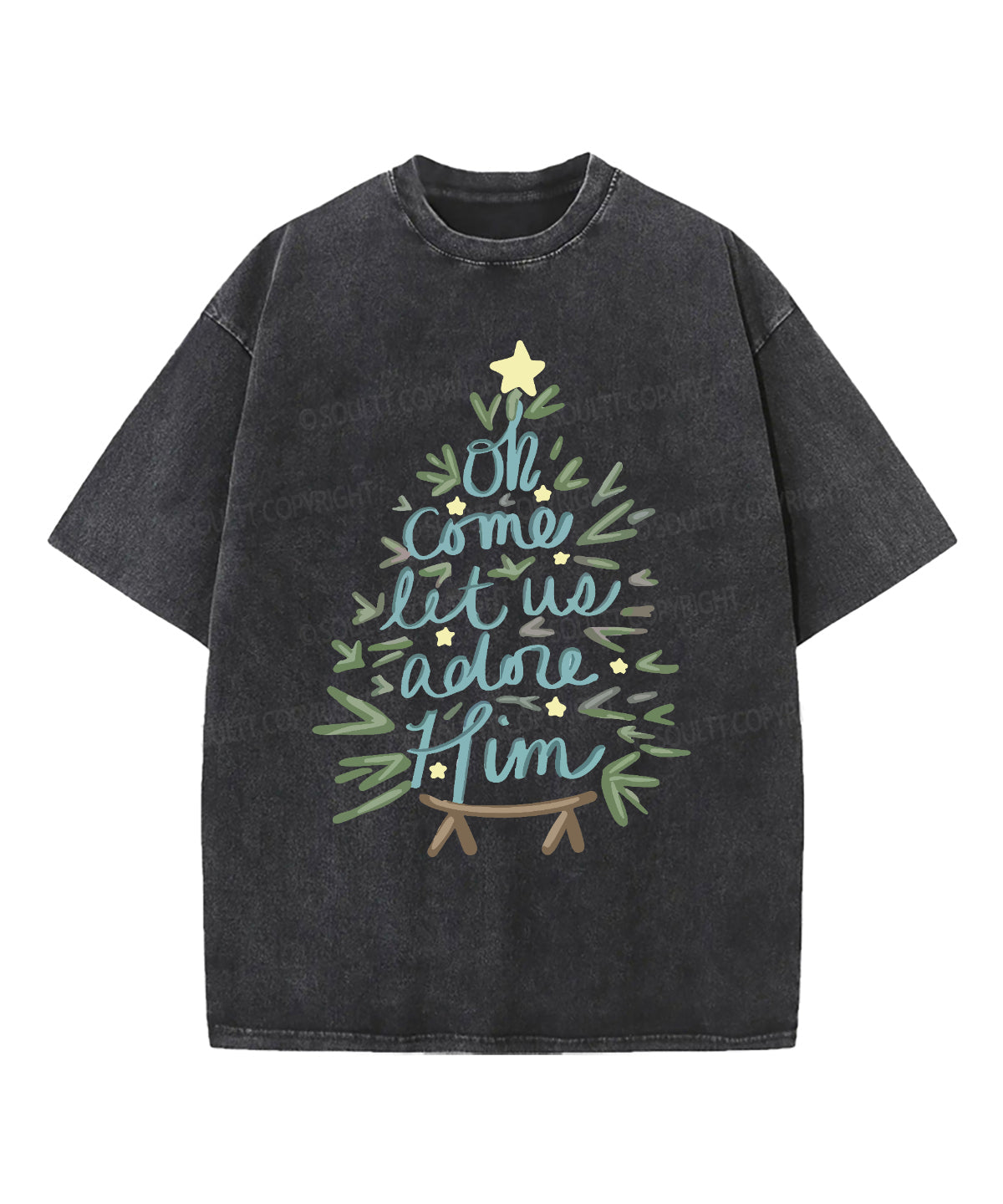 Oh Come Let Us Adore Him Washed Christian T-shirt Hoodie, Sweatshirt | CiraTrend.com (Image 1)
