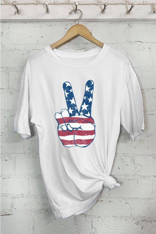 America Flag Peace-Oversized Tee