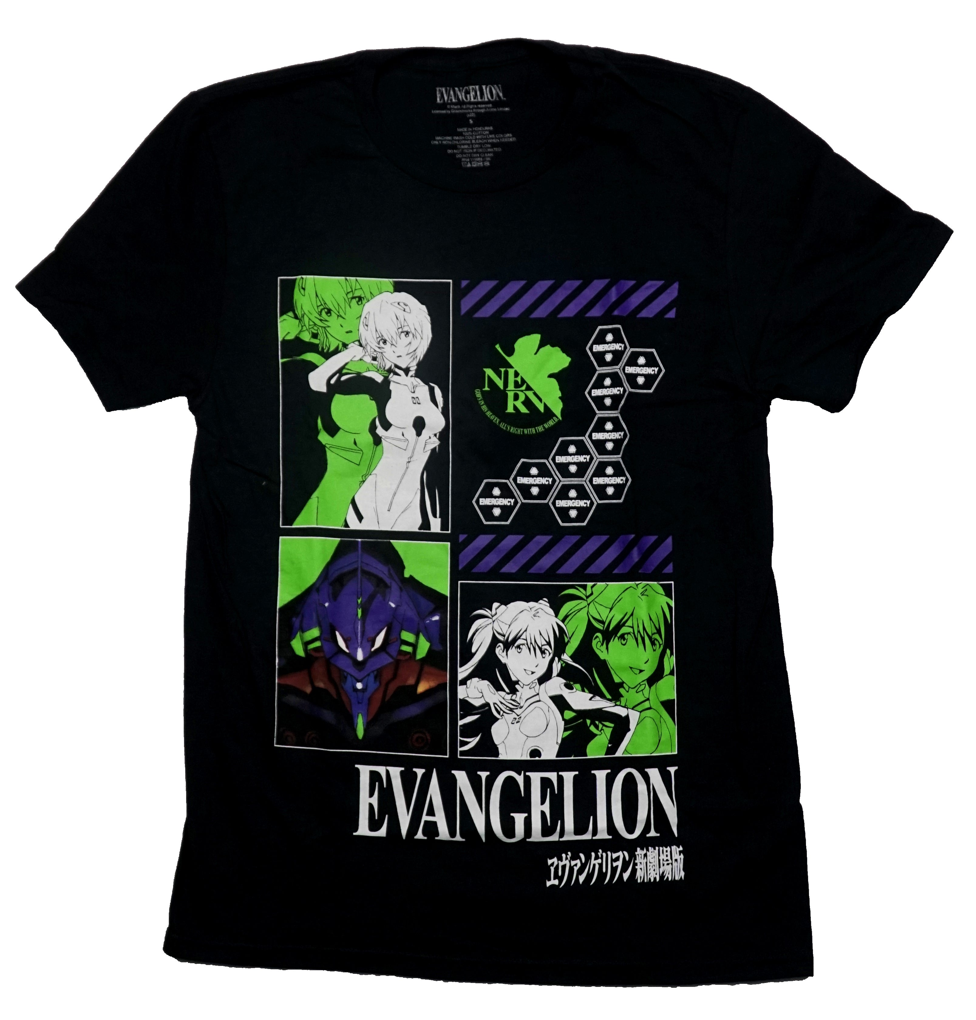 Evangelion Mens T-Shirt - Mech Pictured With Rei and Asuka Emergency Hoodie, Sweatshirt | CiraTrend.com