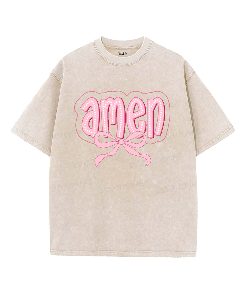 Amen Bow Unisex Washed Christian T-shirt Hoodie, Sweatshirt | CiraTrend.com (Image 4)