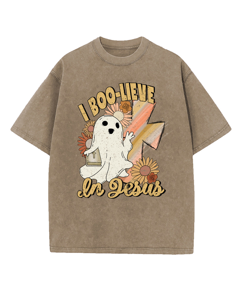 I Boo-Lieve In Jesus Washed Christian T-shirt Hoodie, Sweatshirt | CiraTrend.com (Image 5)