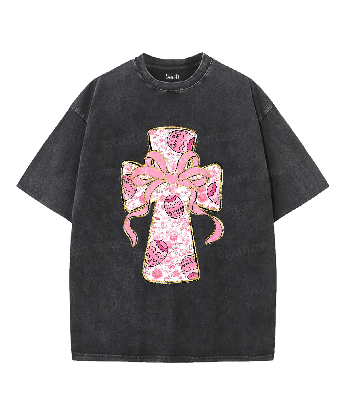 Easter Pink Bow Unisex Washed Christian T-shirt Hoodie, Sweatshirt | CiraTrend.com (Image 1)