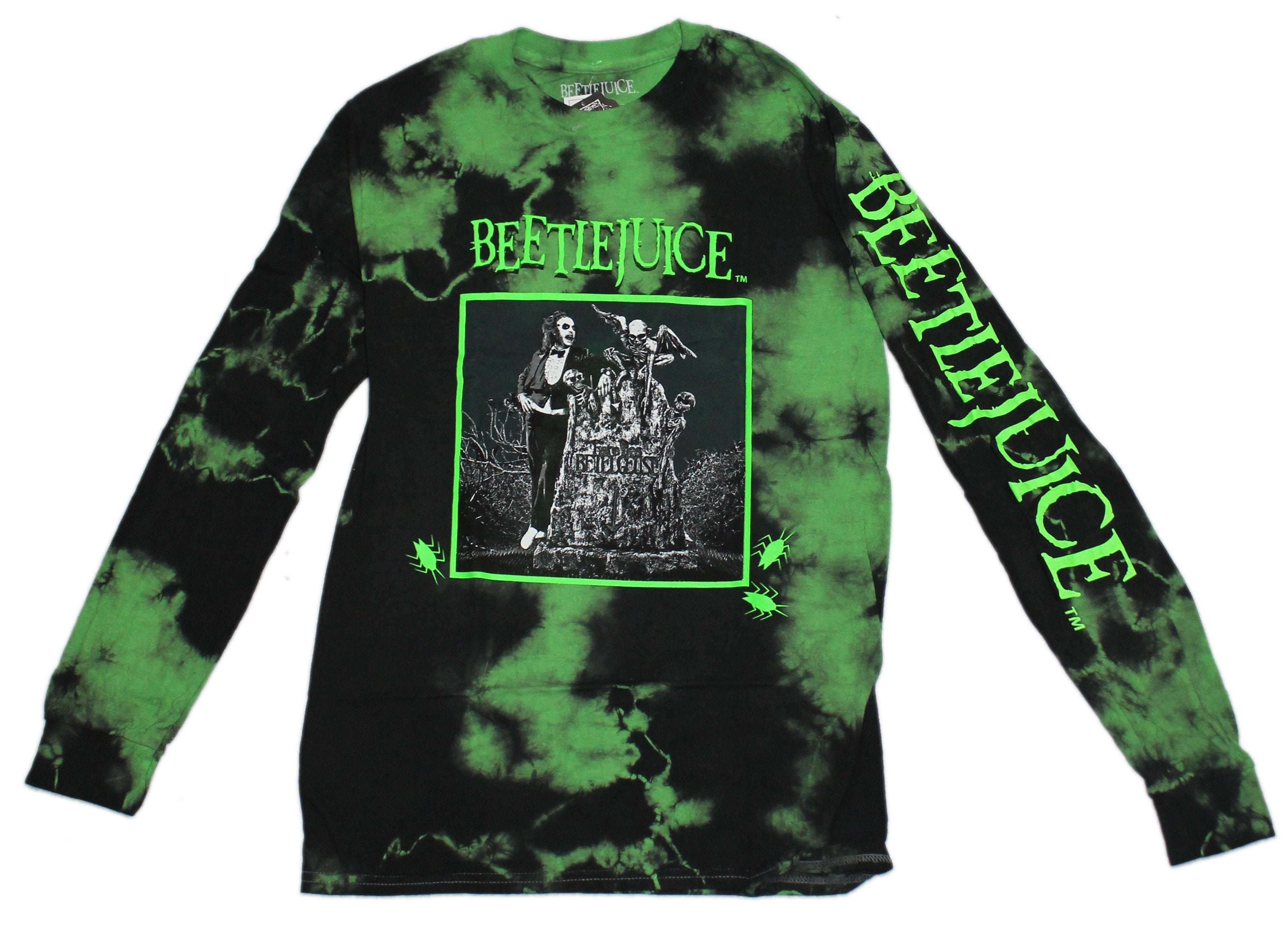 Bettlejuice Long Sleeve Mens T-Shirt - Leaning Against Headstone Hoodie, Sweatshirt | CiraTrend.com