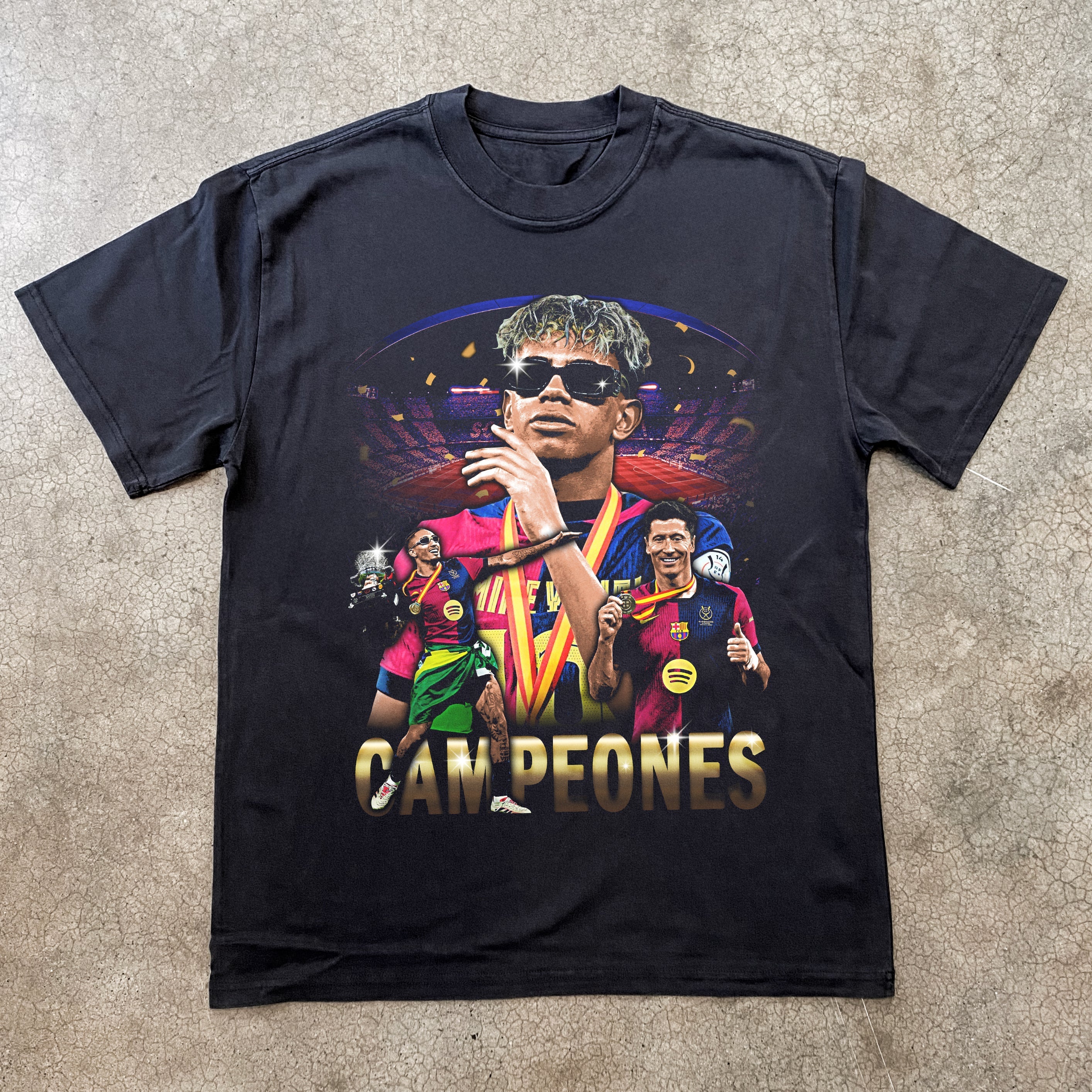 BARCELONA SUPER SPAINSH CHAMPION 2025 HEAVYWEIGHT BLACK T-SHIRT Hoodie, Sweatshirt | CiraTrend.com (Image 1)