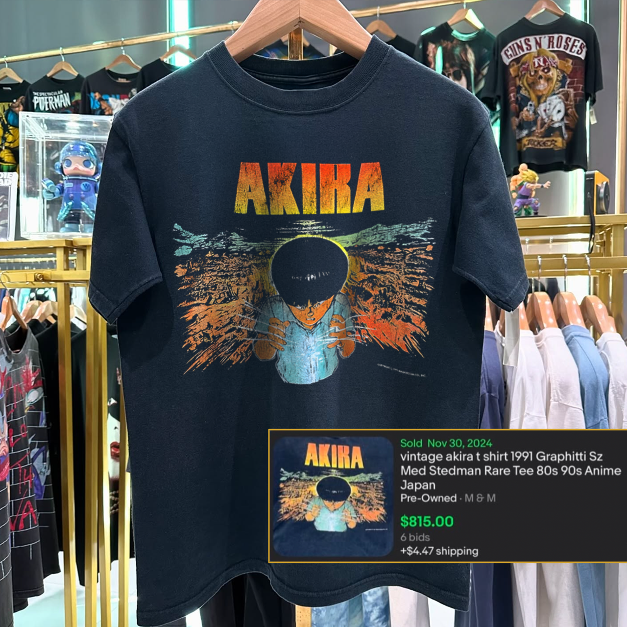 1991 AKIRA 'STEDMAN' RARE WASHED BLACK T-SHIRT