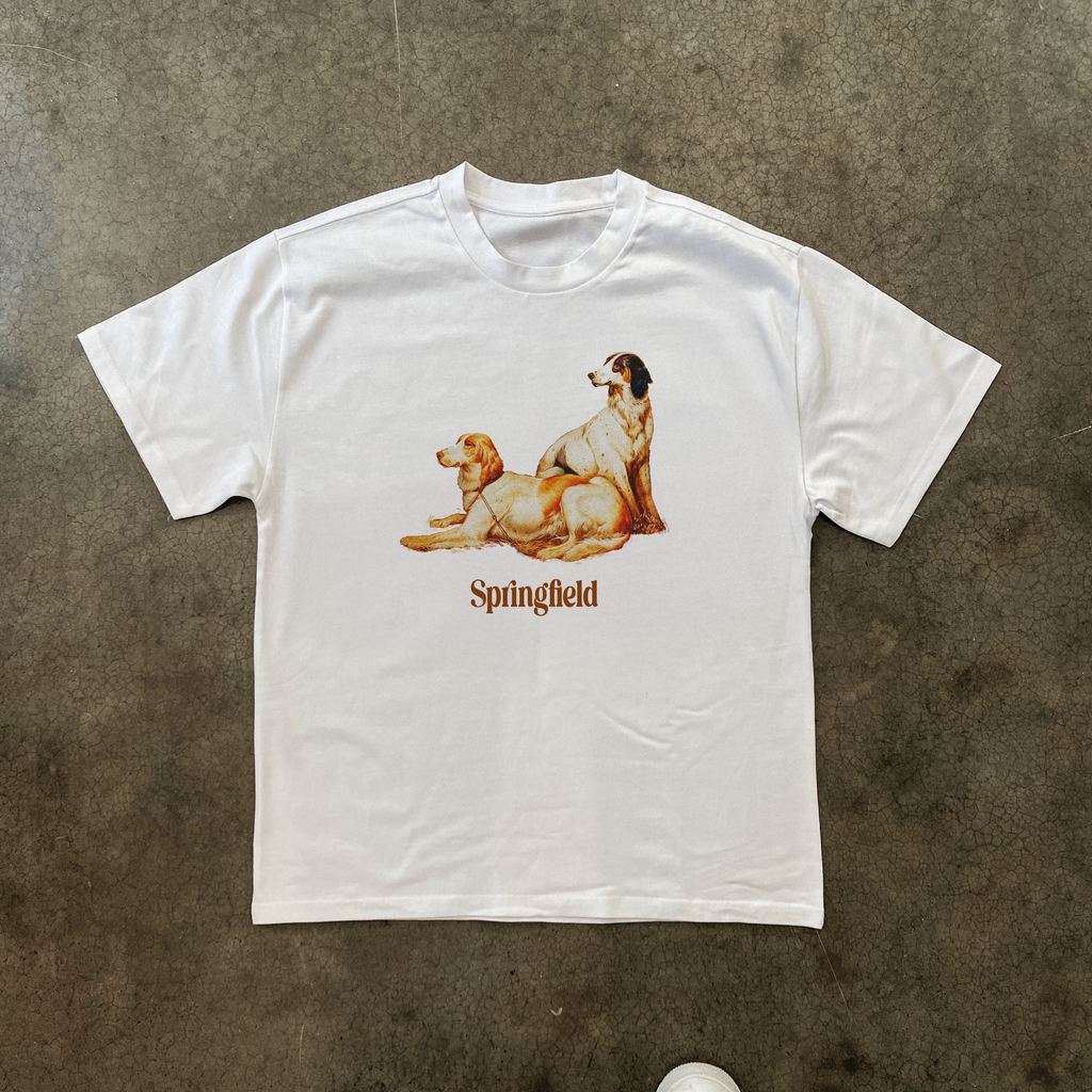 'SPRINGFIELD' HUNTING DOGS HEAVYWEIGHT WHITE T-SHIRT Hoodie, Sweatshirt | CiraTrend.com (Image 1)