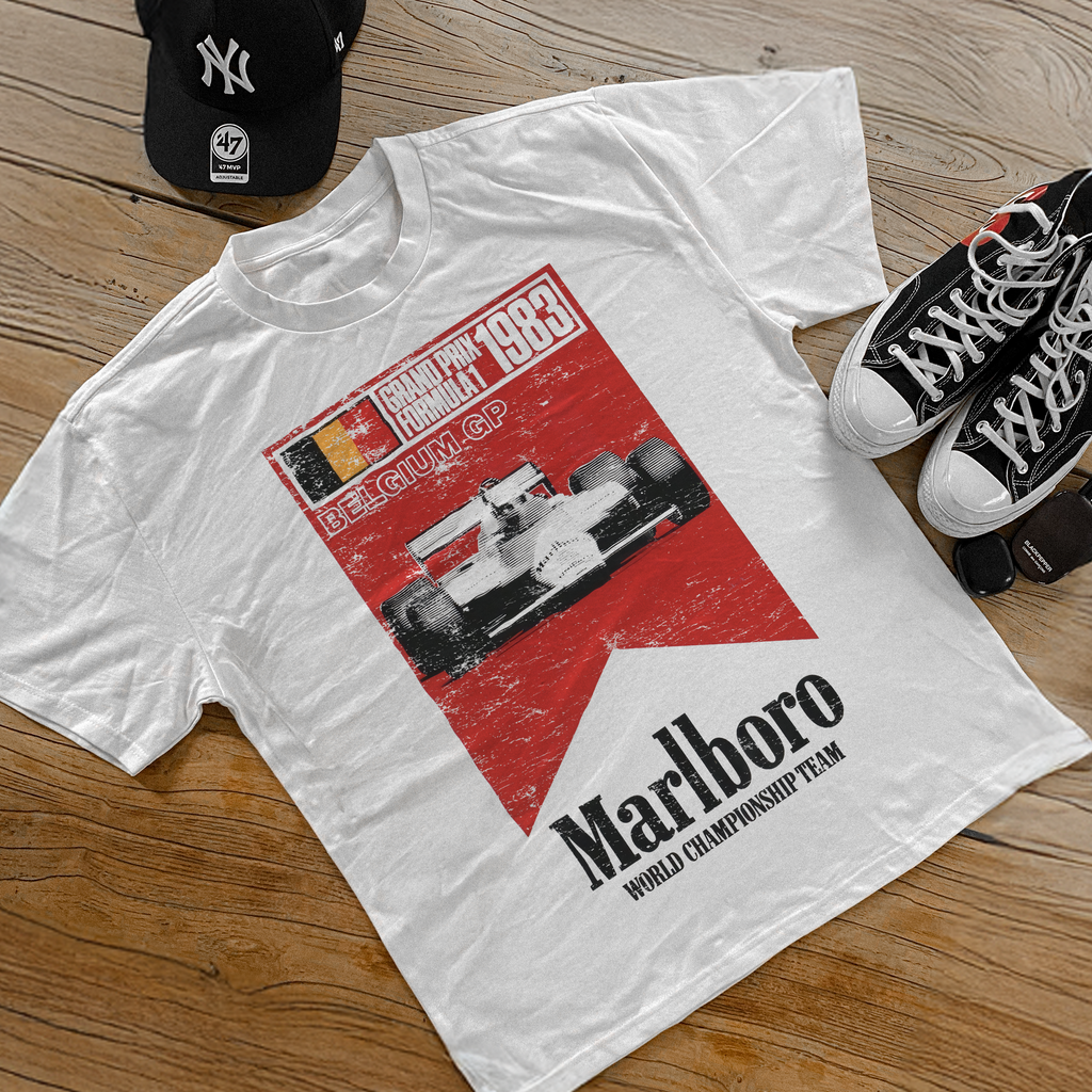 1983 'BELGUIM GRAND PRIX' HEAVY WHITE TEE Hoodie, Sweatshirt | CiraTrend.com (Image 1)