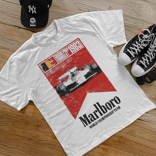 1983 'BELGUIM GRAND PRIX' HEAVY WHITE TEE Hoodie, Sweatshirt | CiraTrend.com (Image 1)