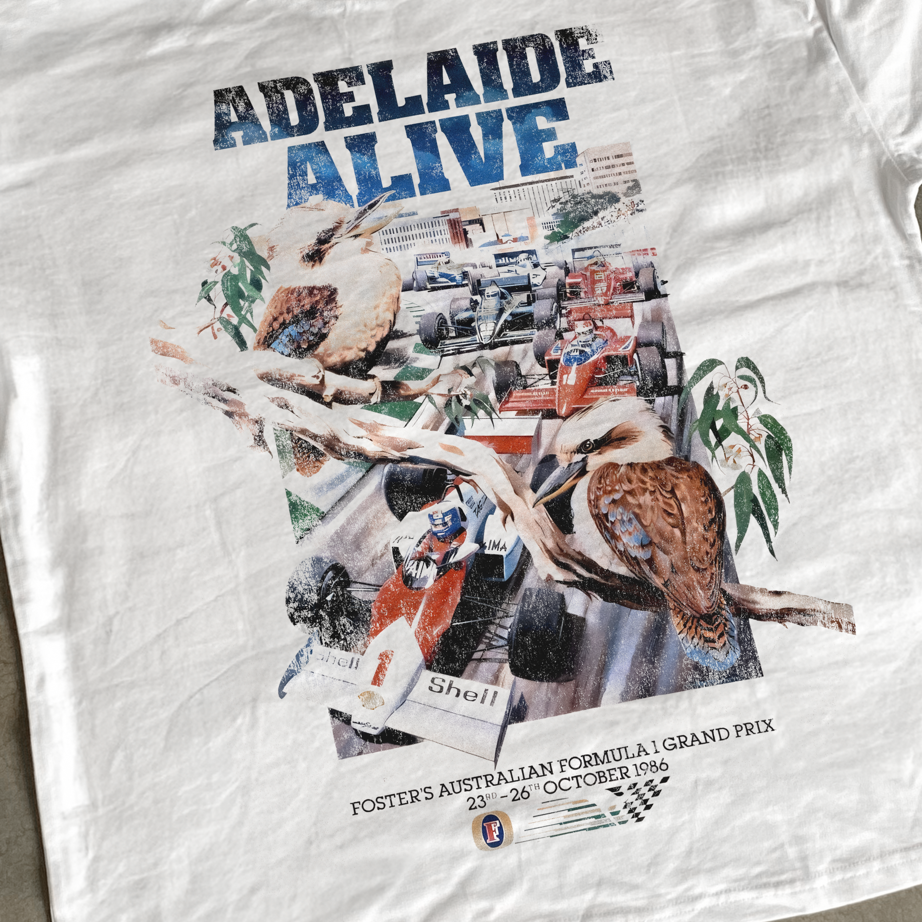 FOSTERS 1986 GRAND PRIX 'ADELAIDE ALIVE' WHITE HEAVY TEE Hoodie, Sweatshirt | CiraTrend.com