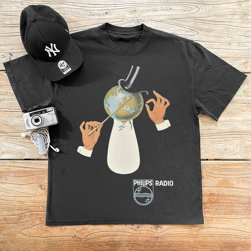 1930's 'PHILIPS RADIO' PRINT HEAVYWEIGHT BLACK T-SHIRT Hoodie, Sweatshirt | CiraTrend.com (Image 1)