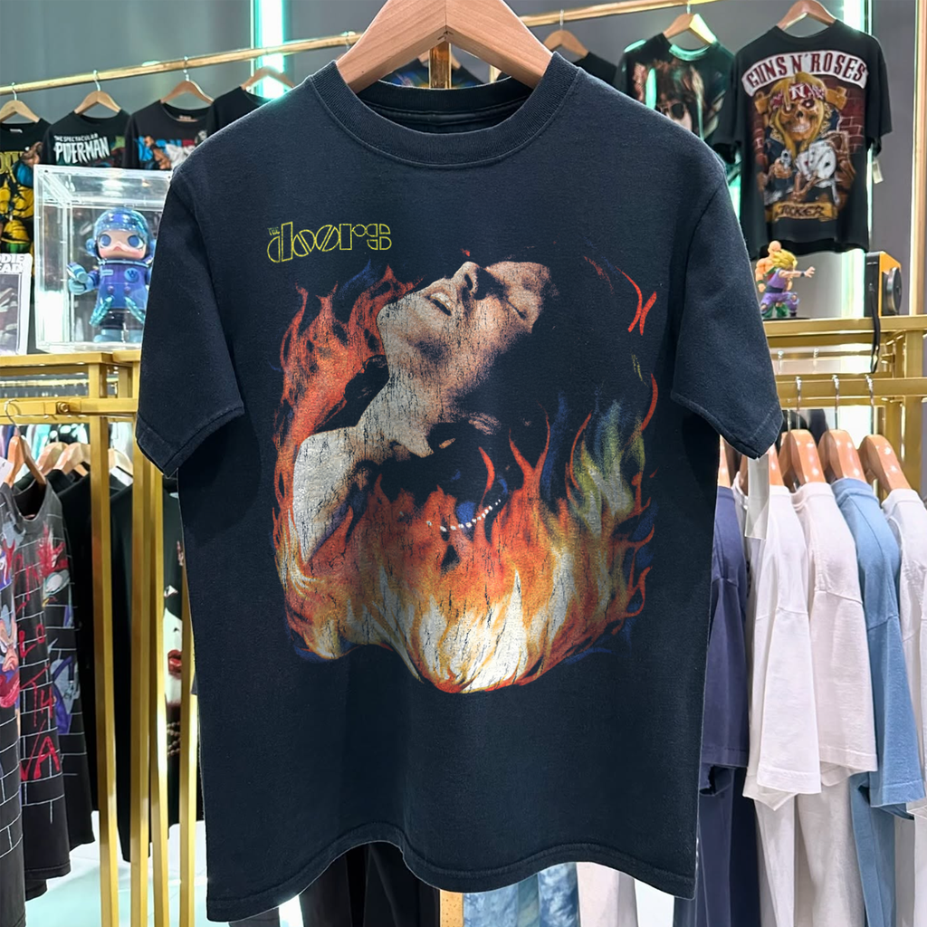 1991 THE D00RS LIGHT MY FIRE RARE GRAIL WASHED BLACK T-SHIRT