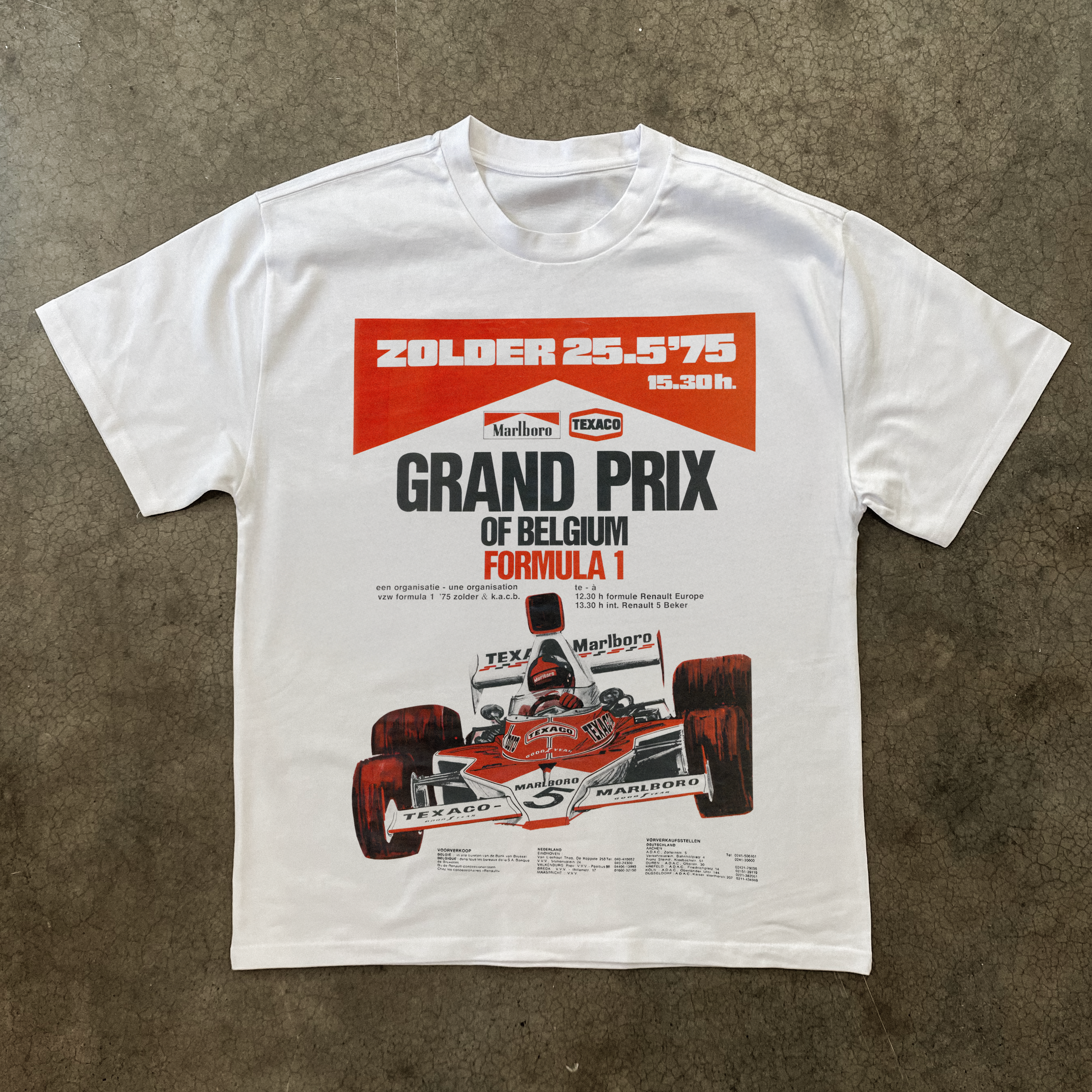 1975 'BELGUIM GRAND PRIX' HEAVY WHITE T-SHIRT Hoodie, Sweatshirt | CiraTrend.com (Image 1)