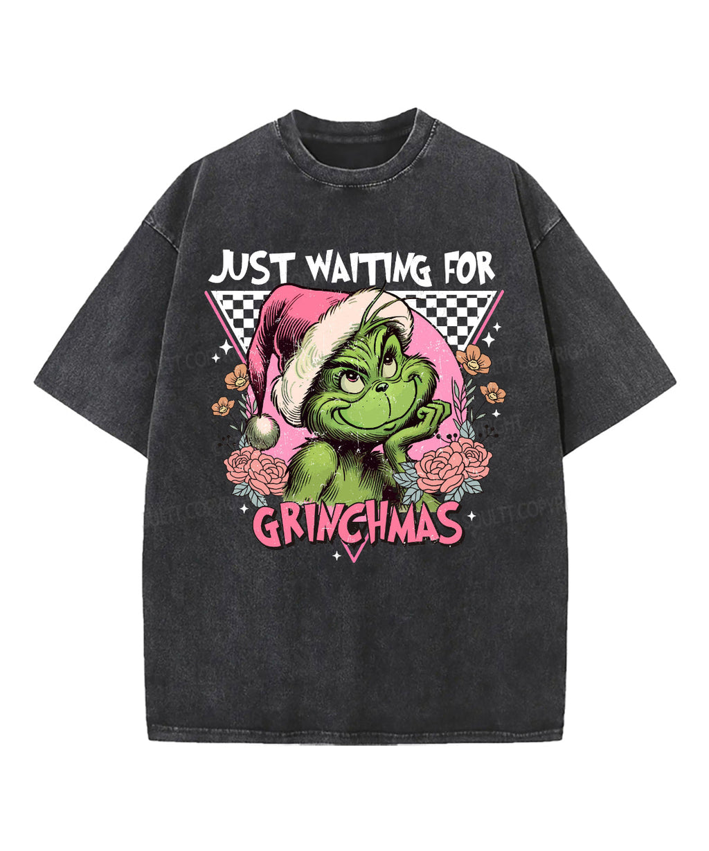Just Waiting For Grinchmas Washed Christian T-shirt Hoodie, Sweatshirt | CiraTrend.com (Image 2)