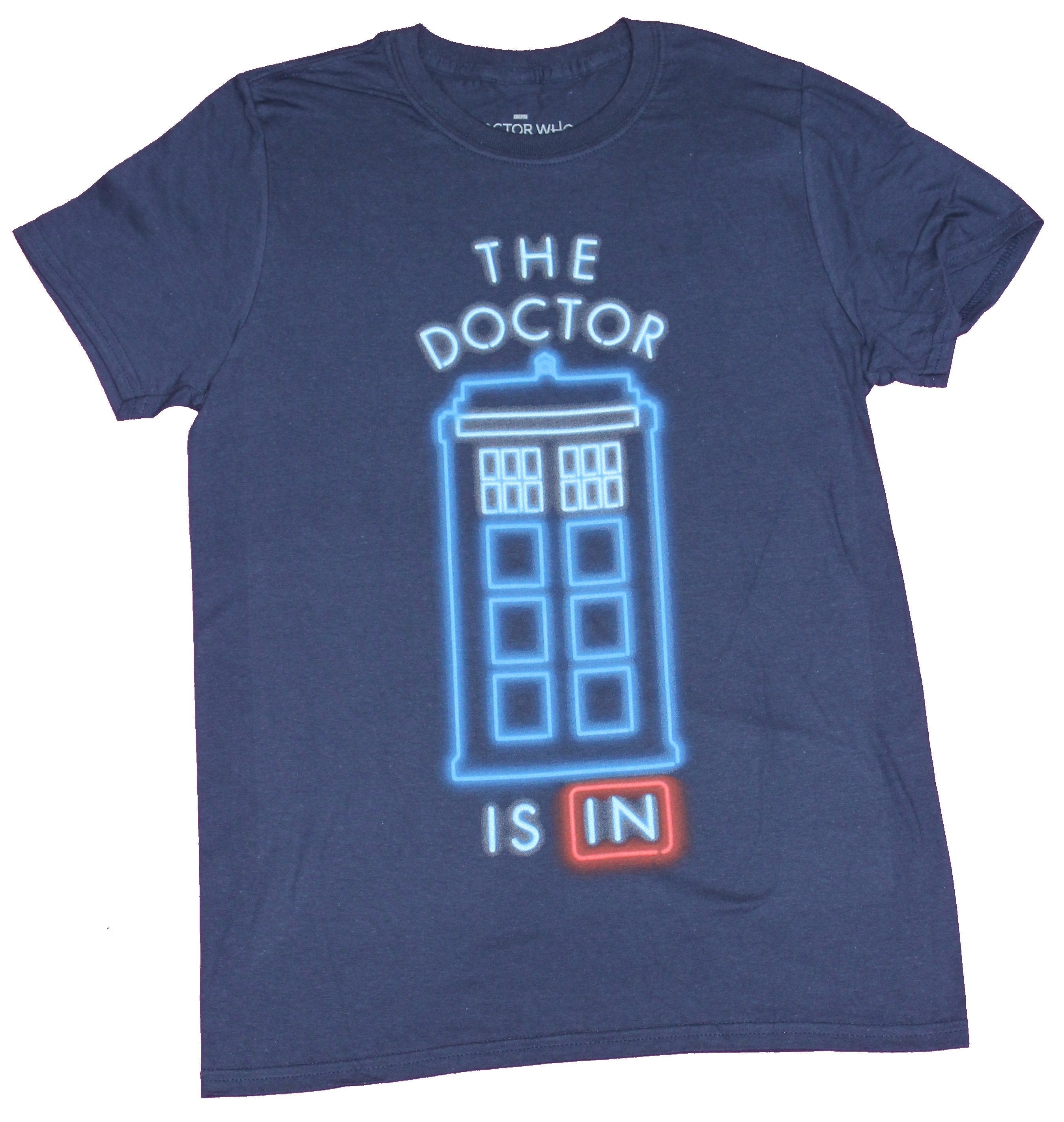 Doctor Who Mens T-Shirt -"Doctor Is In" Neon Tardis Hoodie, Sweatshirt | CiraTrend.com
