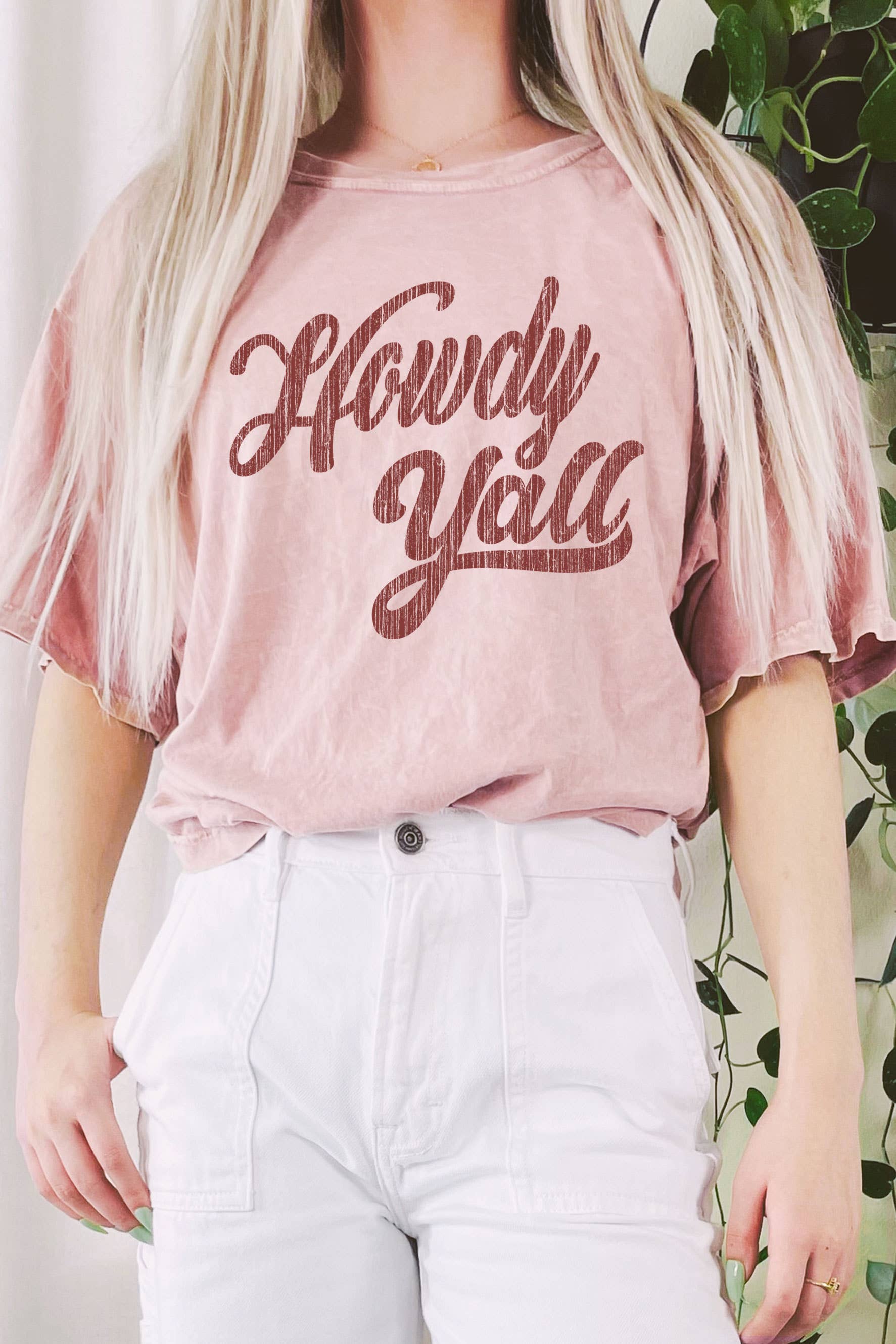 Howdy Yall Graphic Mineral Washed Long Crop Top