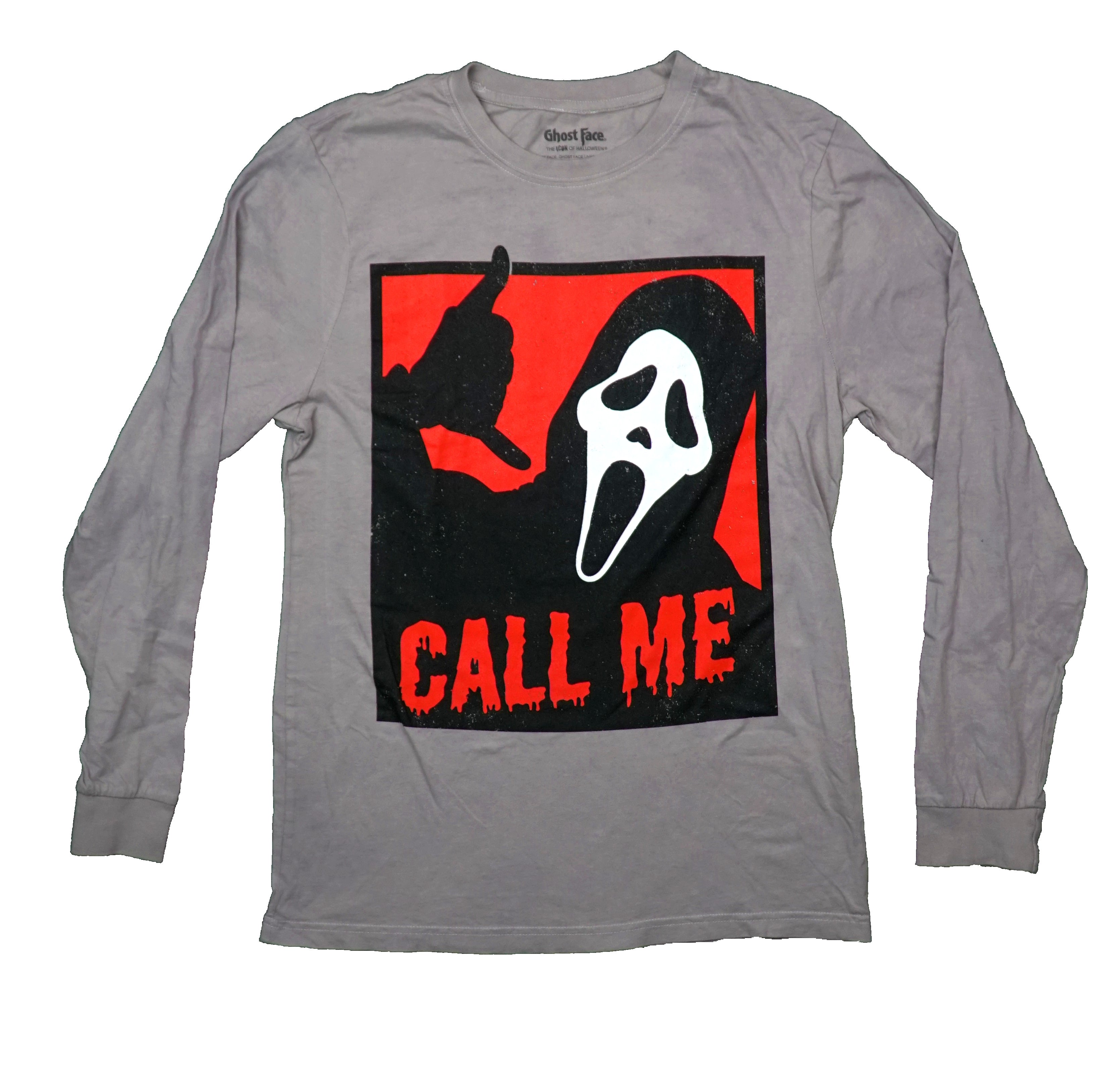 Scream Mens Long Sleeve T-Shirt -Ghost Face Dripping Blood Call Me Hoodie, Sweatshirt | CiraTrend.com