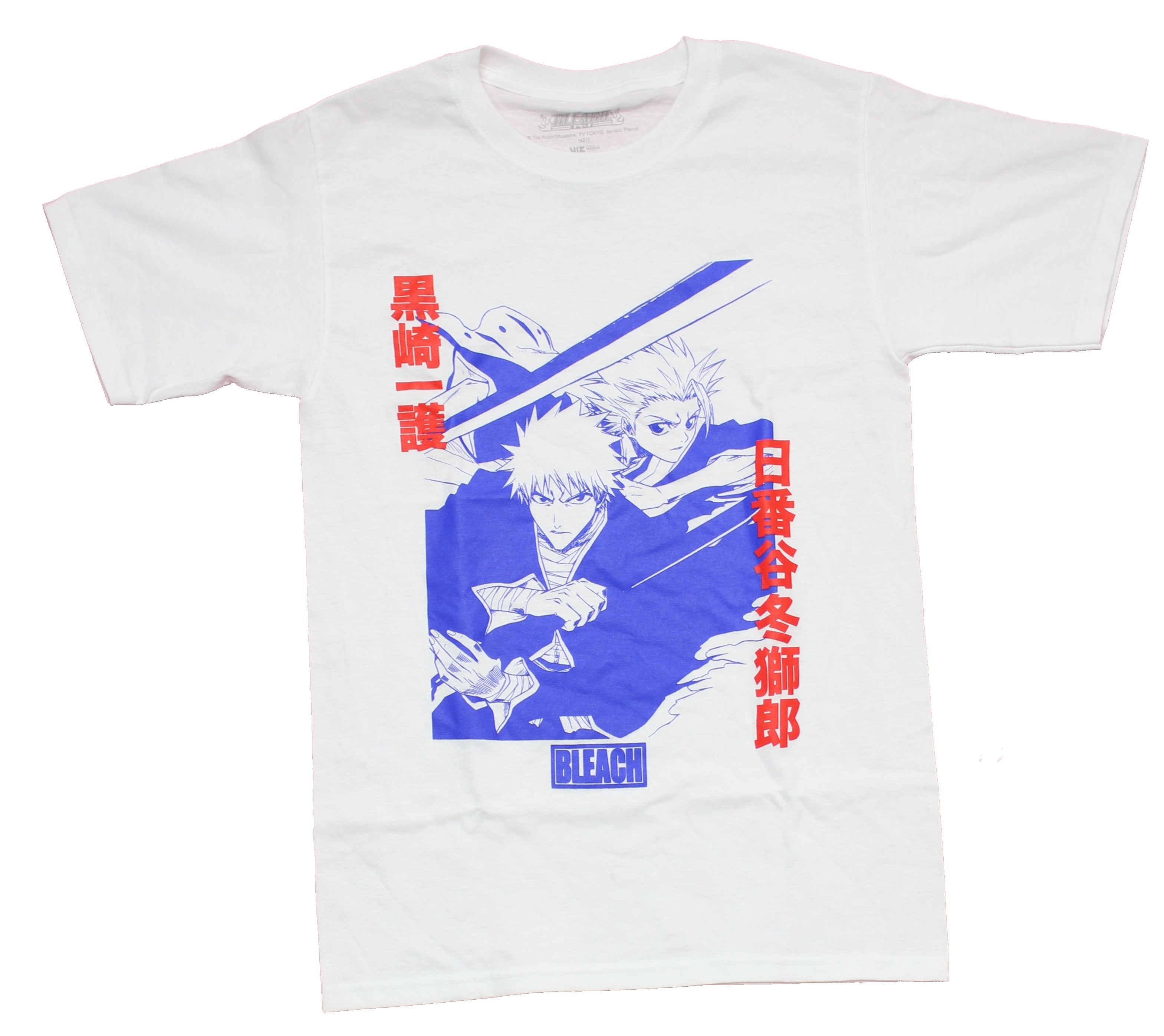 Bleach Mens T-Shirt - Ichigo & Toshiro Attacking Duo Image Under Name Hoodie, Sweatshirt | CiraTrend.com